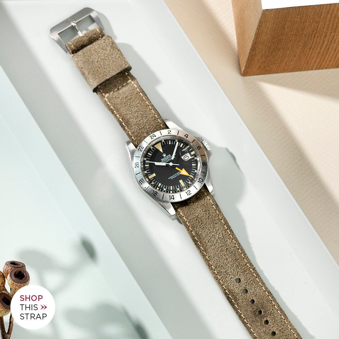 Bulang and Sons_Strap Guide_The Rolex 1655 Explorer Orange Hand_One Piece Nato Rugged Grey Leather Watch Strap