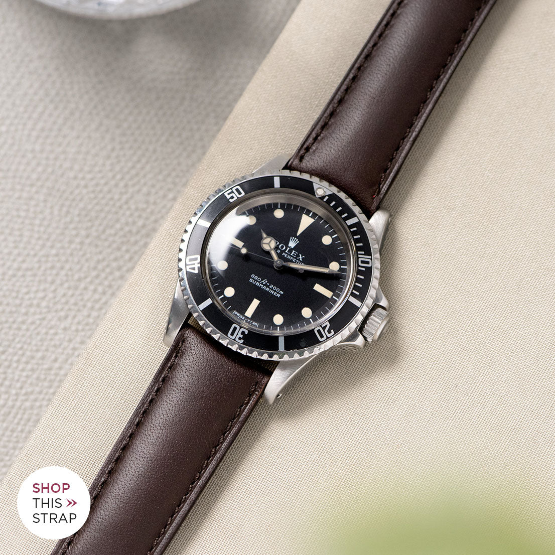 Bulang and Sons_Strap Guide_The Rolex 5513 Black Submariner_Antique Brown Leather Watch Strap