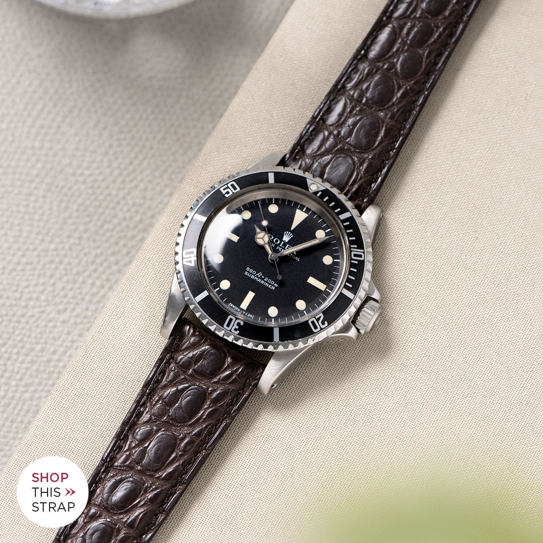 Bulang and Sons_Strap Guide_The Rolex 5513 Black Submariner_Dark Brown Alligator Leather Watch Strap