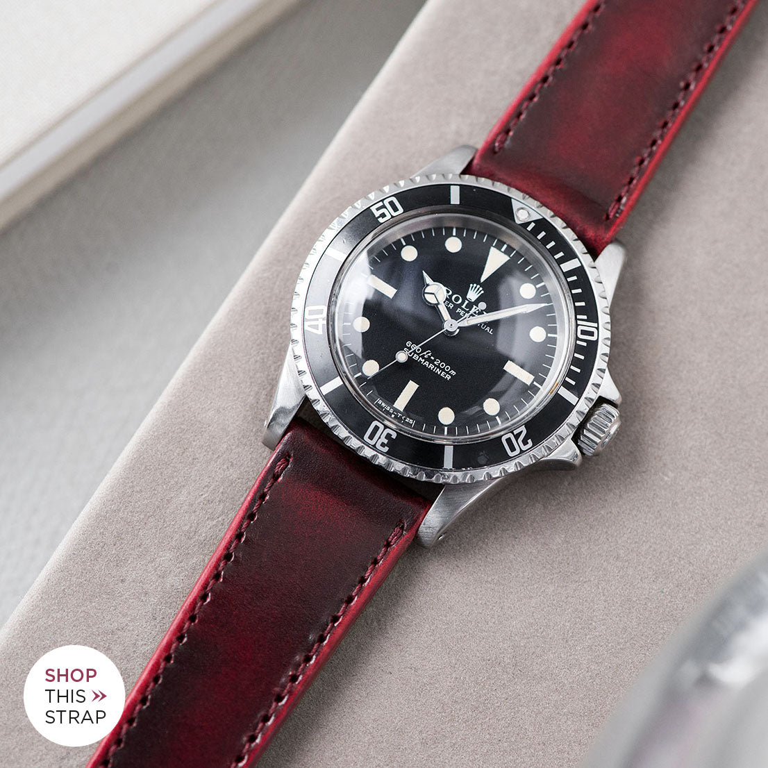 Bulang and Sons_Strap Guide_The Rolex 5513 Black Submariner_Degrade Chilli Red Leather Watch Strap