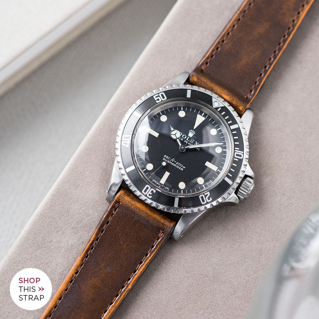 Bulang and Sons_Strap Guide_The Rolex 5513 Black Submariner_Degrade Honey Brown Leather Watch Strap