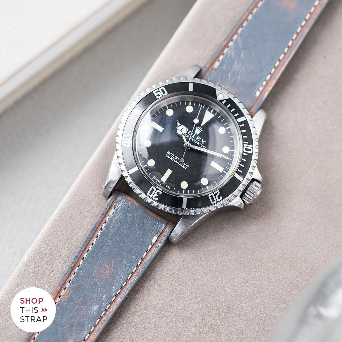 Bulang and Sons_Strap Guide_The Rolex 5513 Black Submariner_Denim Blue Retro Leather Watch Strap