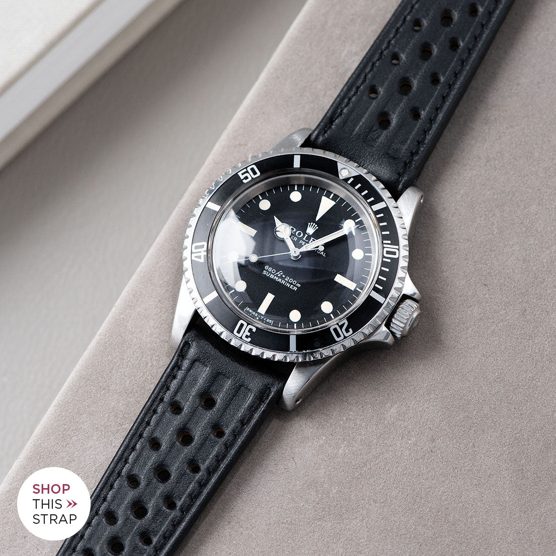 Bulang and Sons_Strap Guide_The Rolex 5513 Black Submariner_Racing Black Speedy Leather Watch Strap