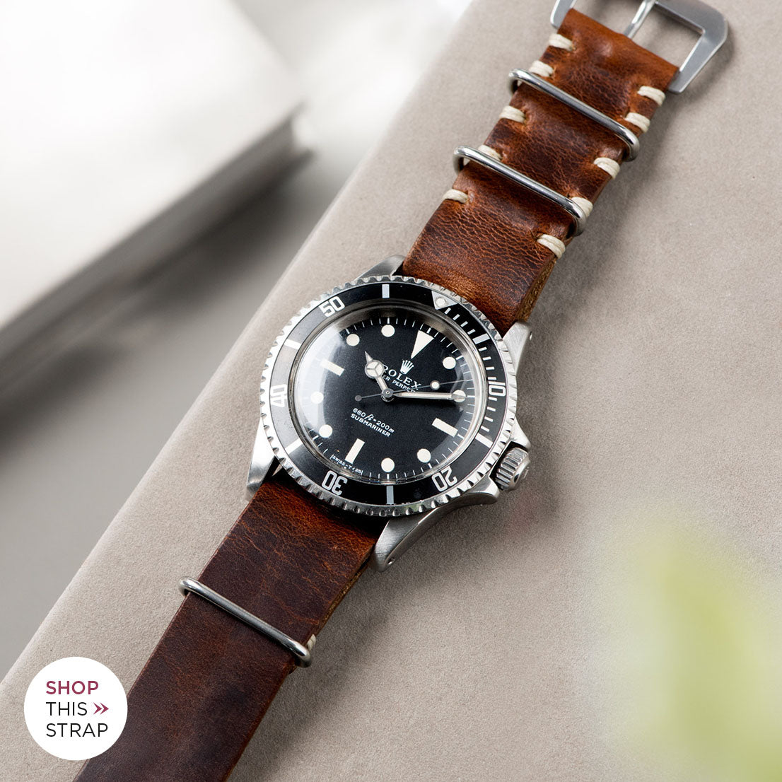 Bulang and Sons_Strap Guide_The Rolex 5513 Black Submariner_Siena Brown Nato Leather Watch Strap