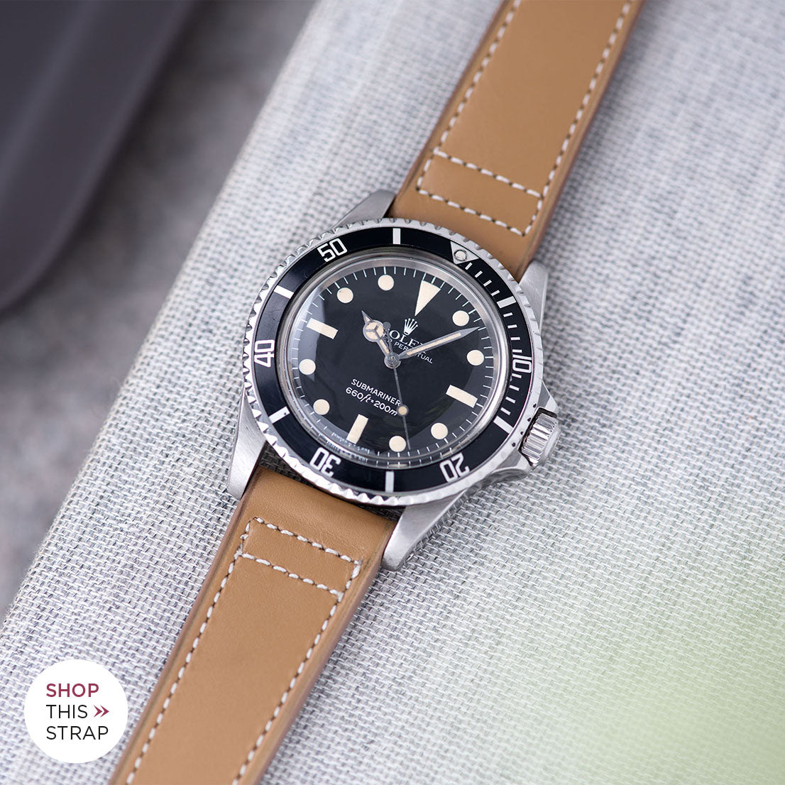 Bulang and Sons_Strap Guide_The Rolex 5513 Black Submariner_Taupe Brown Retro Leather Watch Strap