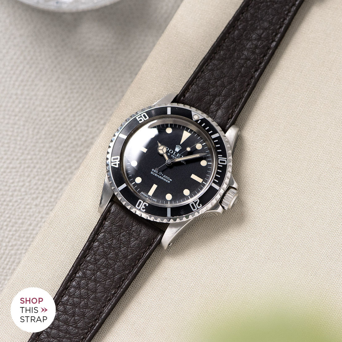 Bulang and Sons_Strap Guide_The Rolex 5513 Black Submariner_Taurillon Dark Brown Speedy Leather Watch Strap