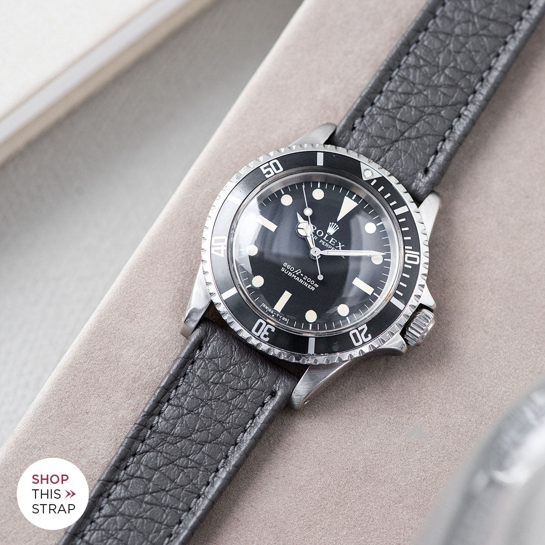 Bulang and Sons_Strap Guide_The Rolex 5513 Black Submariner_Taurillon Grey Heritage Leather Watch Strap