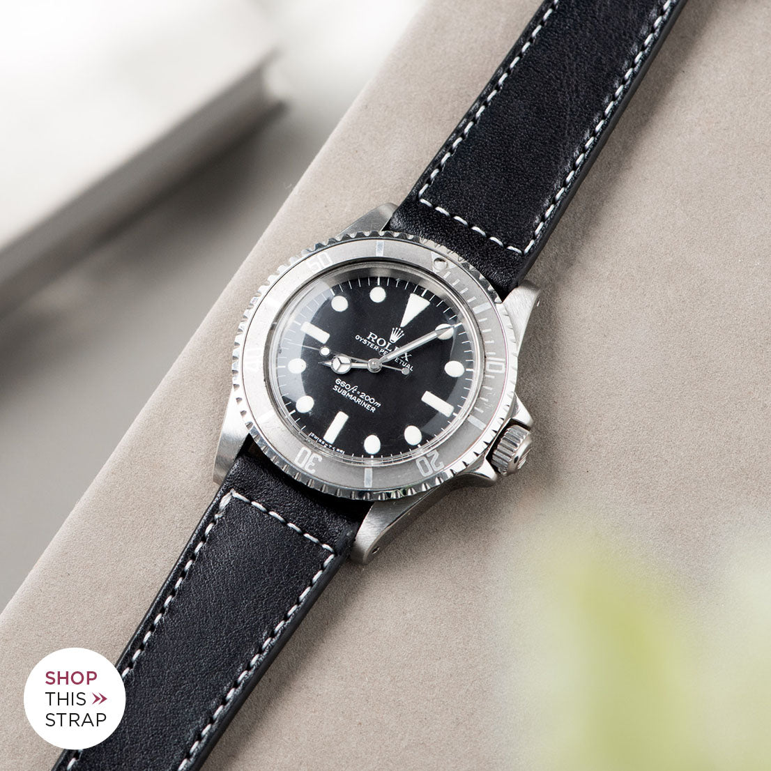 Bulang and Sons_Strap Guide_The Rolex 5513 Faded Maxi Submariner_Black Boxed Stitch Leather Watch Strap