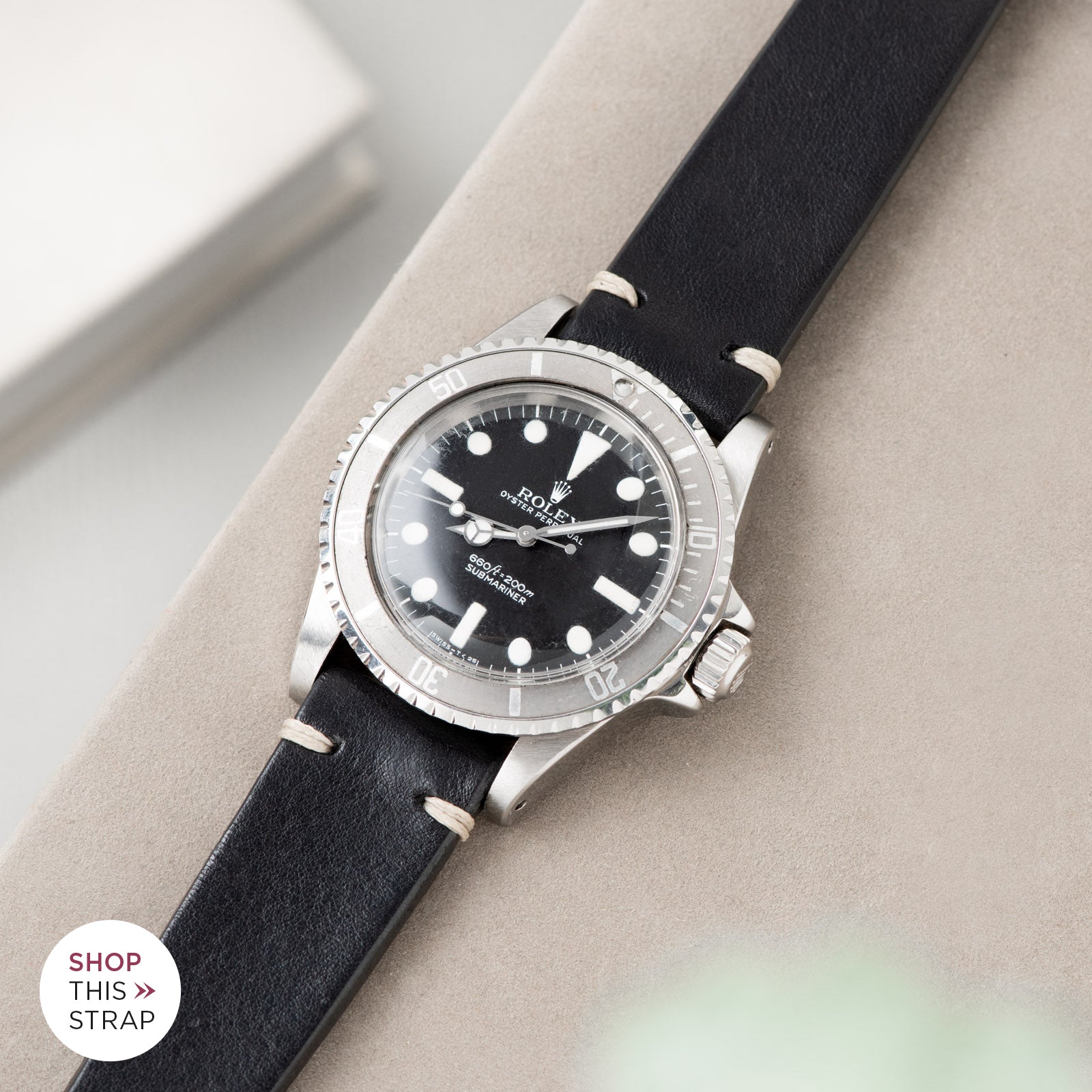 Bulang and Sons_Strap Guide_The Rolex 5513 Faded Maxi Submariner_Black Leather Watch Strap