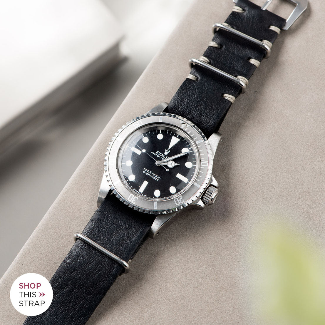 Bulang and Sons_Strap Guide_The Rolex 5513 Faded Maxi Submariner_Black Nato Leather Watch Strap