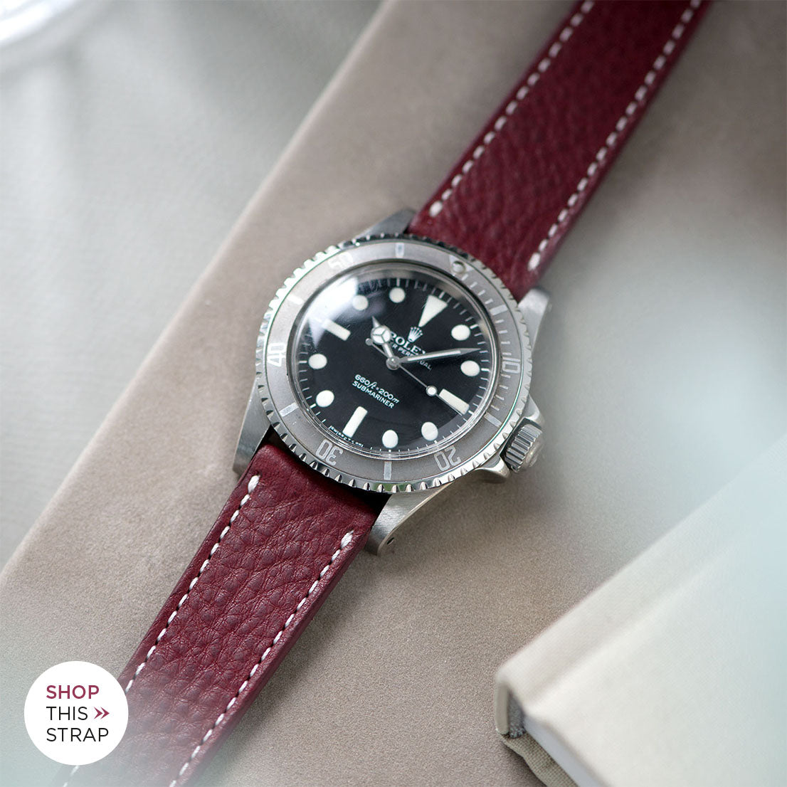 Bulang and Sons_Strap Guide_The Rolex 5513 Faded Maxi Submariner_Burgundy Red Leather Watch Strap