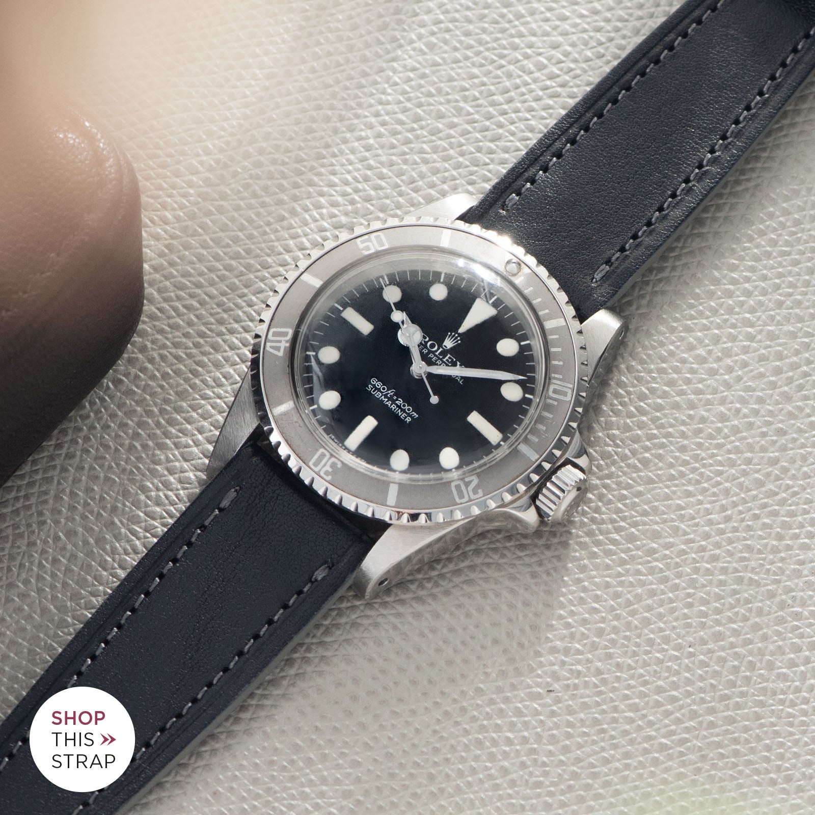 Bulang and Sons_Strap Guide_The Rolex 5513 Faded Maxi Submariner_Café Noir Black Leather Watch Strap