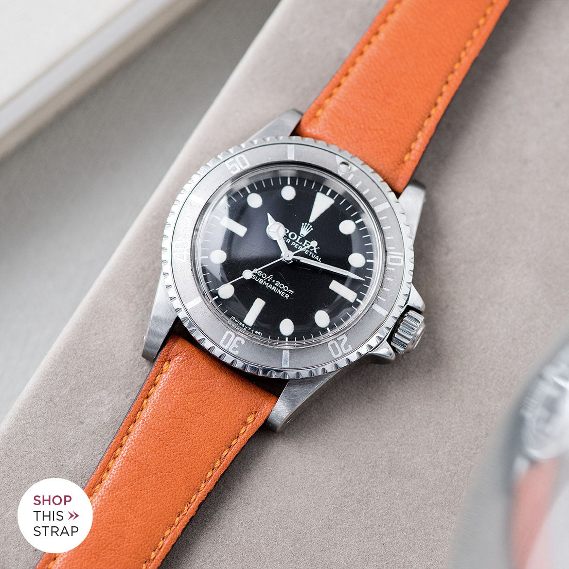 Bulang and Sons_Strap Guide_The Rolex 5513 Faded Maxi Submariner_City Orange Leather Watch Strap