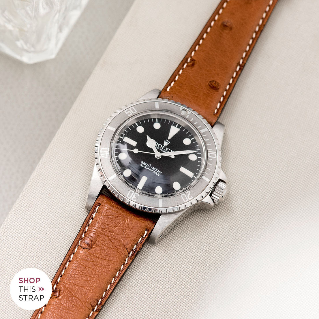 Bulang and Sons_Strap Guide_The Rolex 5513 Faded Maxi Submariner_Cognac Brown Ostrich Leather Watch Strap