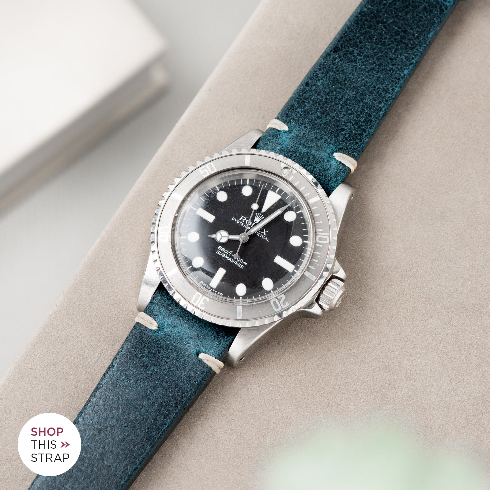 Bulang and Sons_Strap Guide_The Rolex 5513 Faded Maxi Submariner_Crackle Copper Green Leather Watch Strap