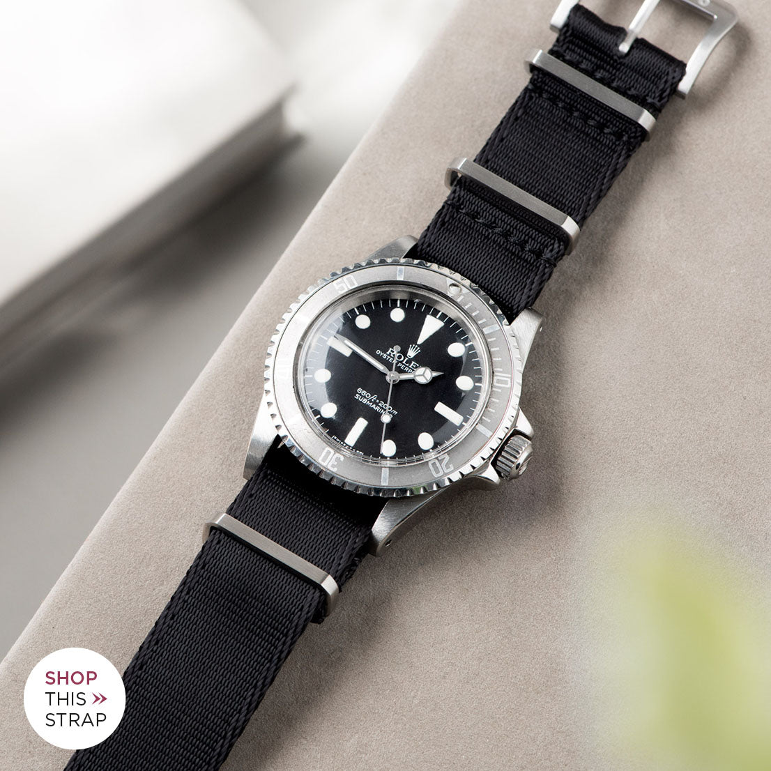 Bulang and Sons_Strap Guide_The Rolex 5513 Faded Maxi Submariner_Deluxe Nylon Nato Watch Strap Pure Black