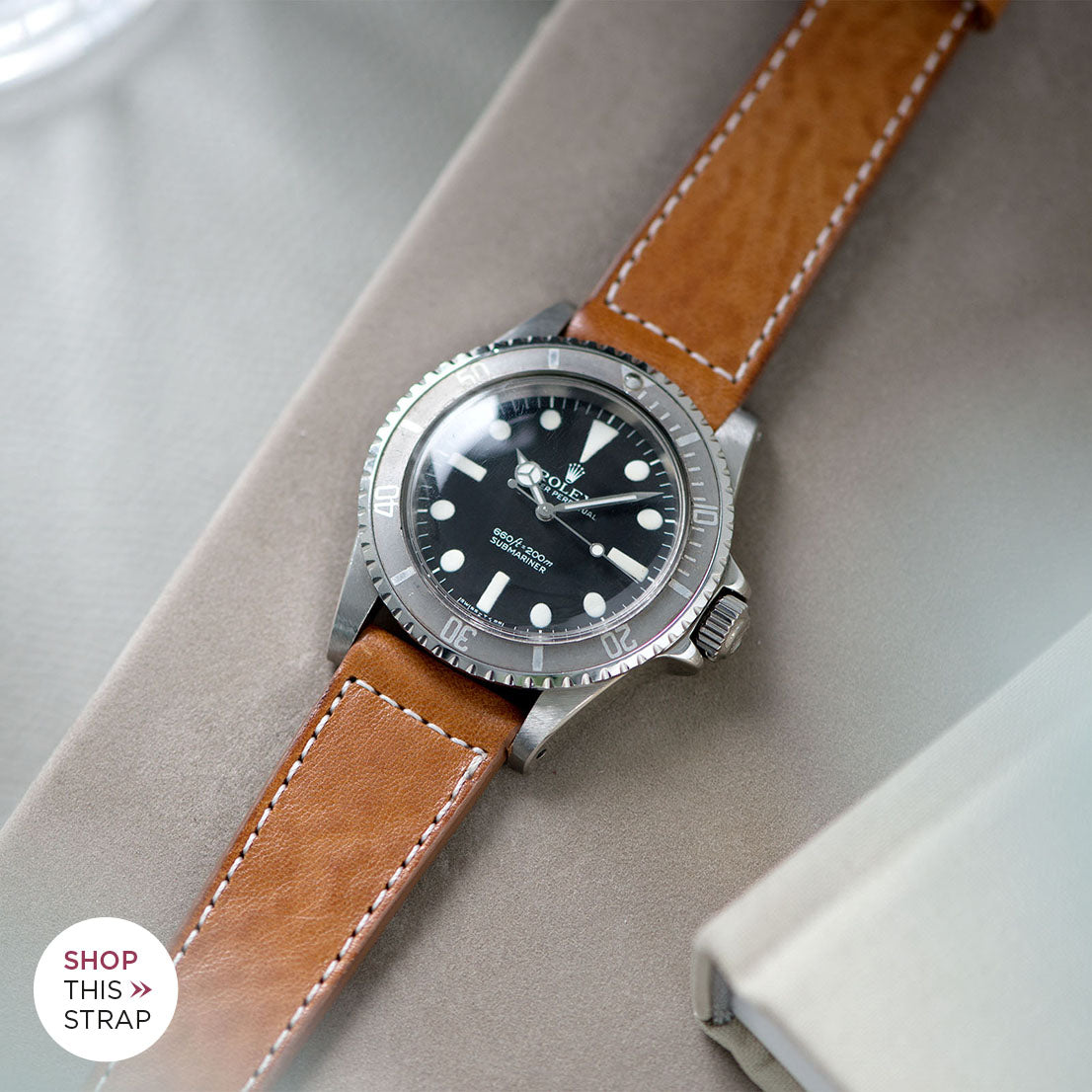 Bulang and Sons_Strap Guide_The Rolex 5513 Faded Maxi Submariner_Gilt Brown Leather Watch Strap