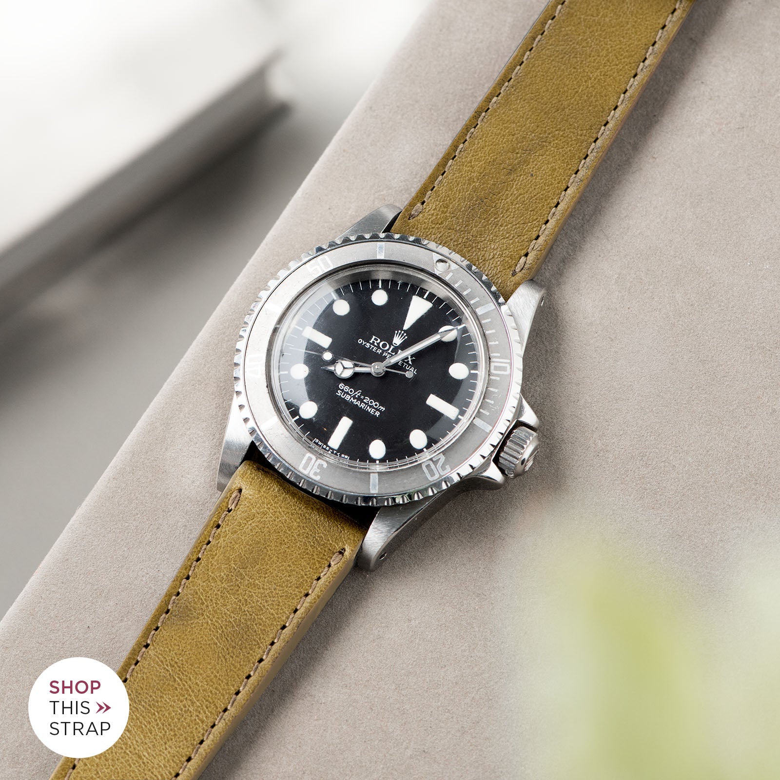 Bulang and Sons_Strap Guide_The Rolex 5513 Faded Maxi Submariner_Light Olive Green Leather Watch Strap