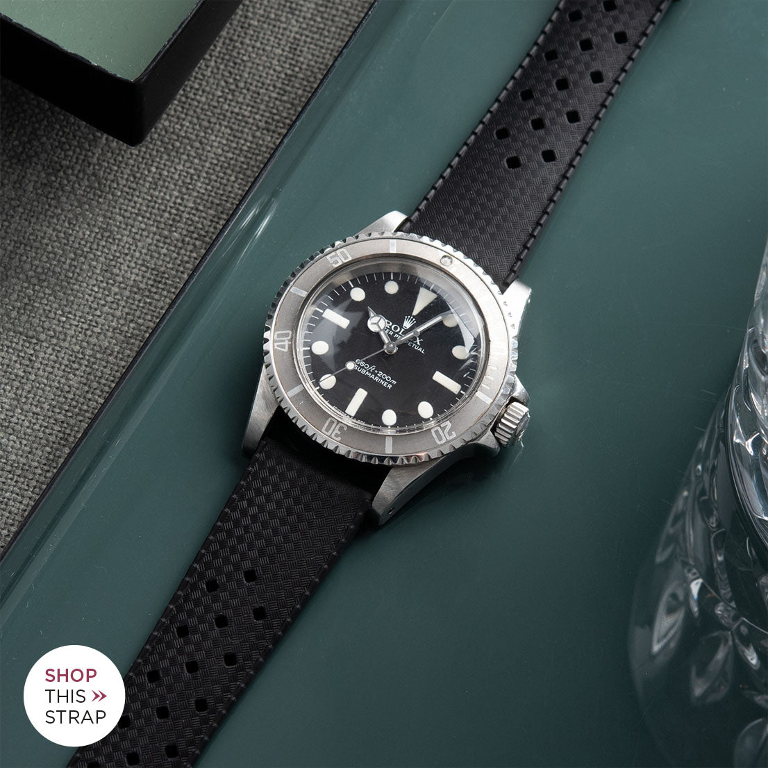 Bulang and Sons_Strap Guide_The Rolex 5513 Faded Maxi Submariner_Nautic Basket Weave Black Rubber Watch Strap