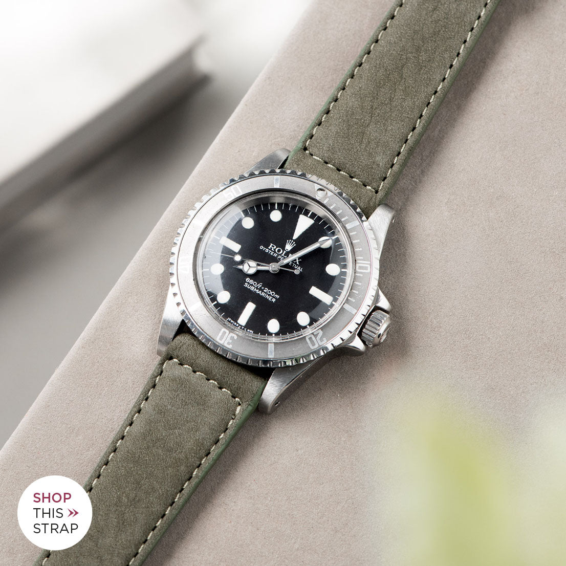 Bulang and Sons_Strap Guide_The Rolex 5513 Faded Maxi Submariner_Olive Grey Nubuck Leather Watch Strap