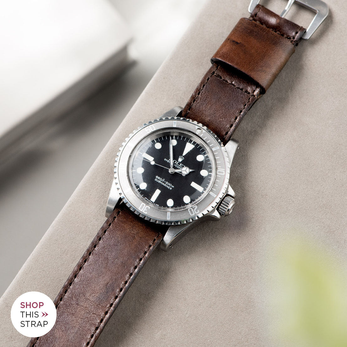 Bulang and Sons_Strap Guide_The Rolex 5513 Faded Maxi Submariner_One Piece Nato Brown Lumberjack Leather Watch Strap