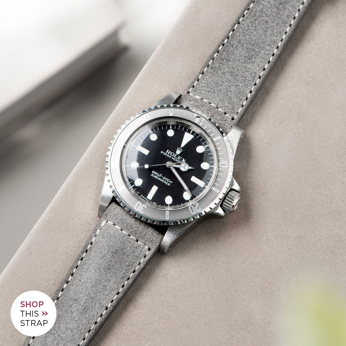 Bulang and Sons_Strap Guide_The Rolex 5513 Faded Maxi Submariner_Rugged Grey Boxed Stitch Leather Watch Strap
