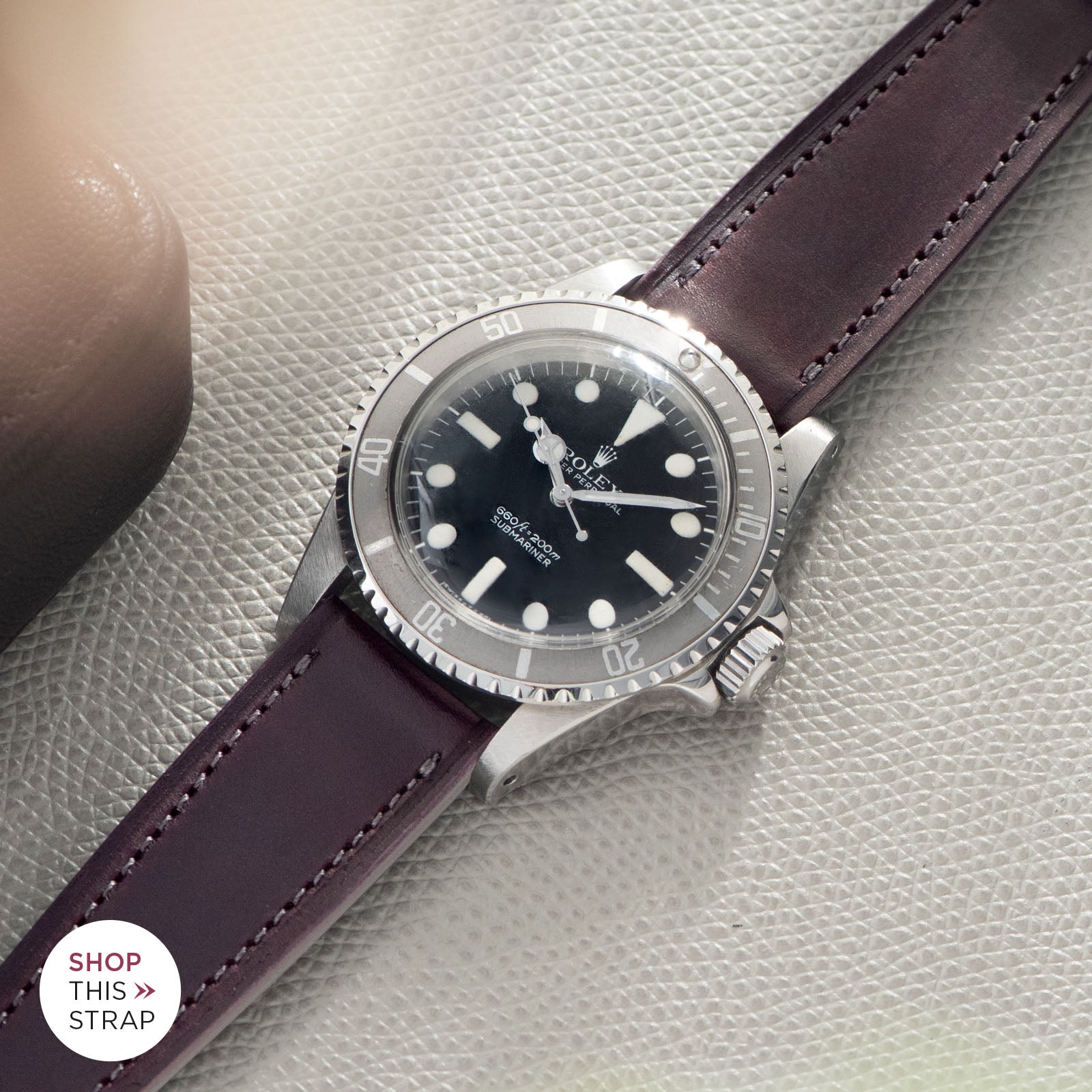 Bulang and Sons_Strap Guide_The Rolex 5513 Faded Maxi Submariner_St. Émilion  Bordeaux Leather Watch Strap