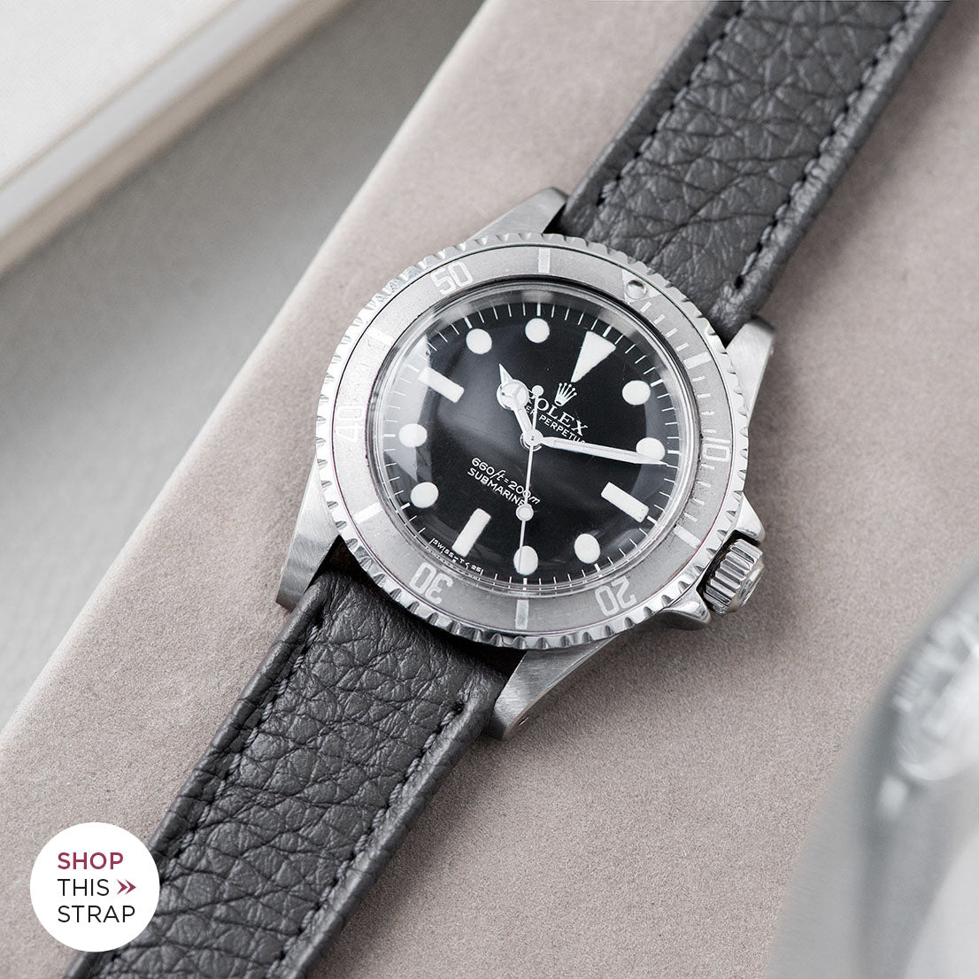 Bulang and Sons_Strap Guide_The Rolex 5513 Faded Maxi Submariner_Taurillon Grey Heritage Leather Watch Strap