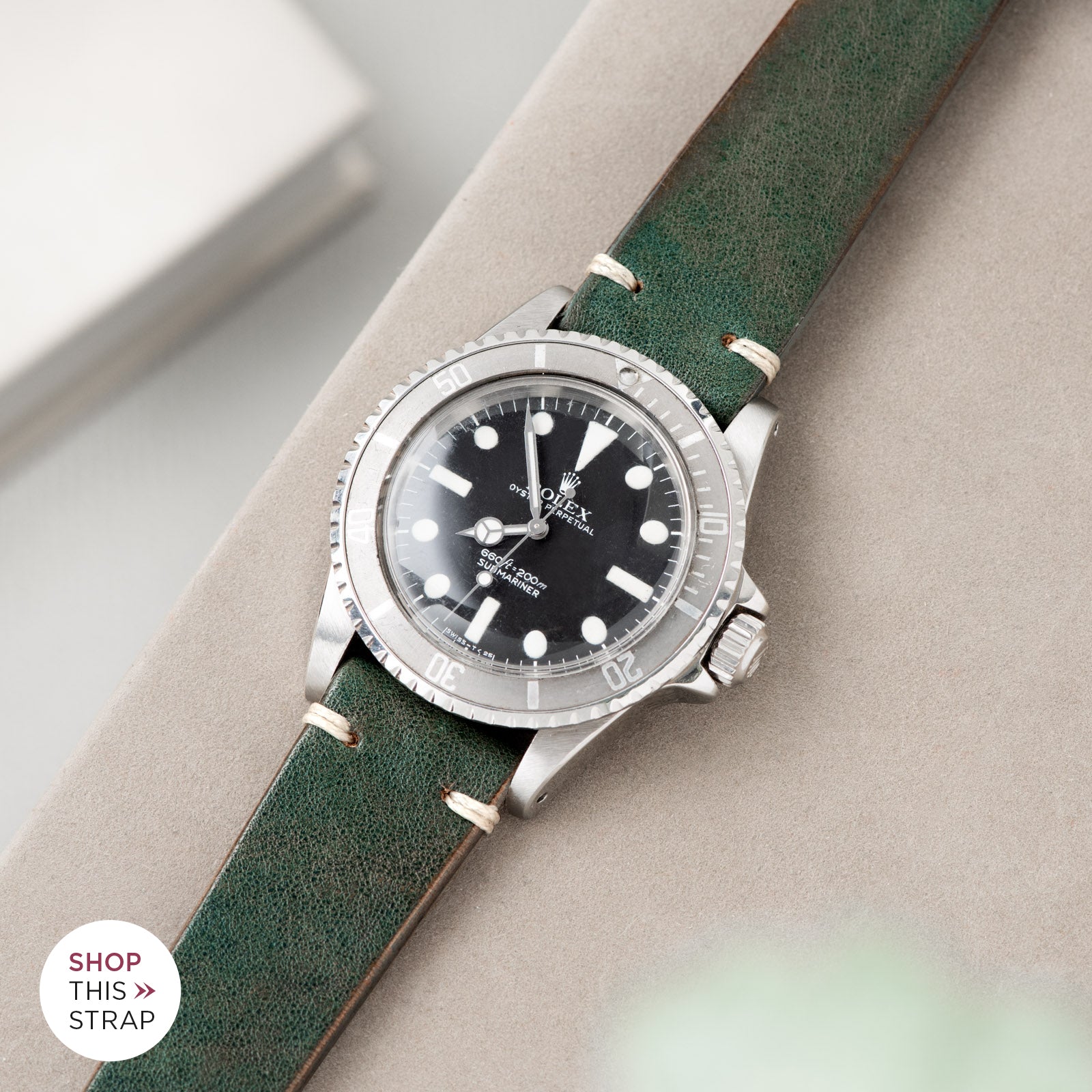 Bulang and Sons_Strap Guide_The Rolex 5513 Faded Maxi Submariner_Vintage Green Leather Watch Strap