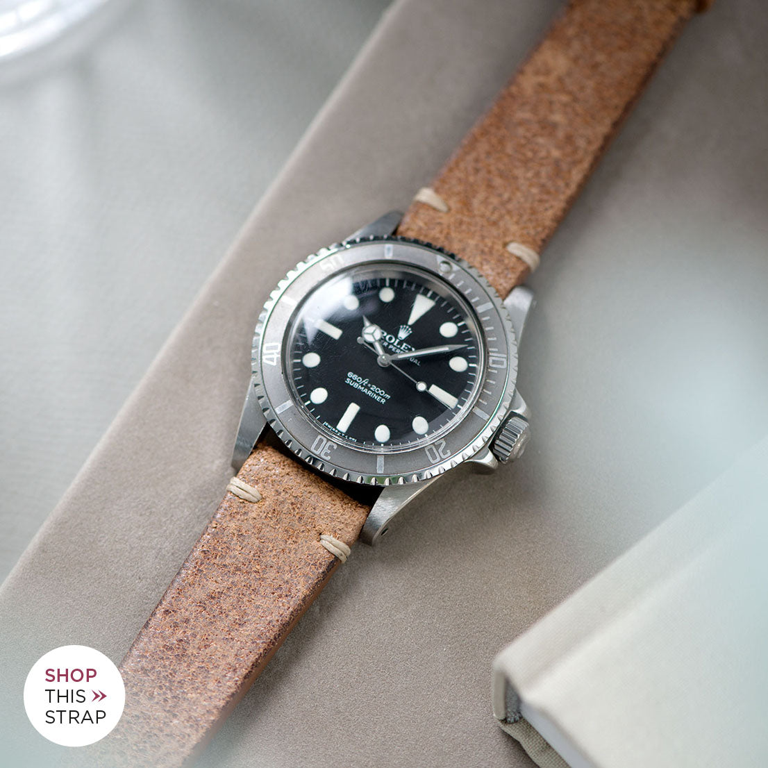 Bulang and Sons_Strap Guide_The Rolex 5513 Faded Maxi Submariner_ Crackle Brown Leather Watch Strap