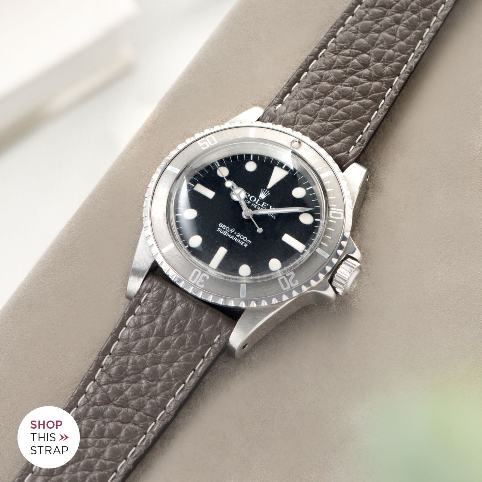 Bulang and Sons_Strap Guide_The Rolex 5513 Faded Maxi Submariner_ Taurillon Loutre Grey Leather Watch Strap