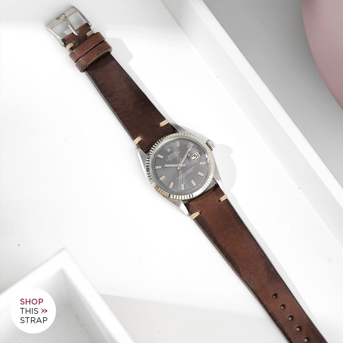 Bulang and Sons_Strap Guide_The Rolex Datjeust Grey Widebody_Lumberjack Brown Leather Watch Strap