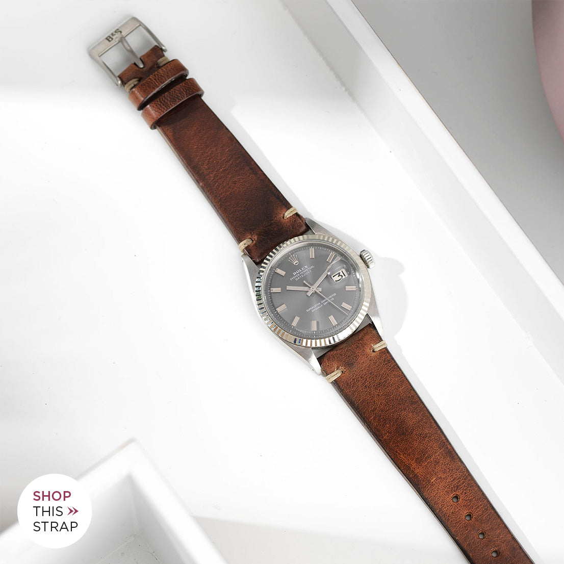 Bulang and Sons_Strap Guide_The Rolex Datjeust Grey Widebody_Siena Brown Leather Watch Strap