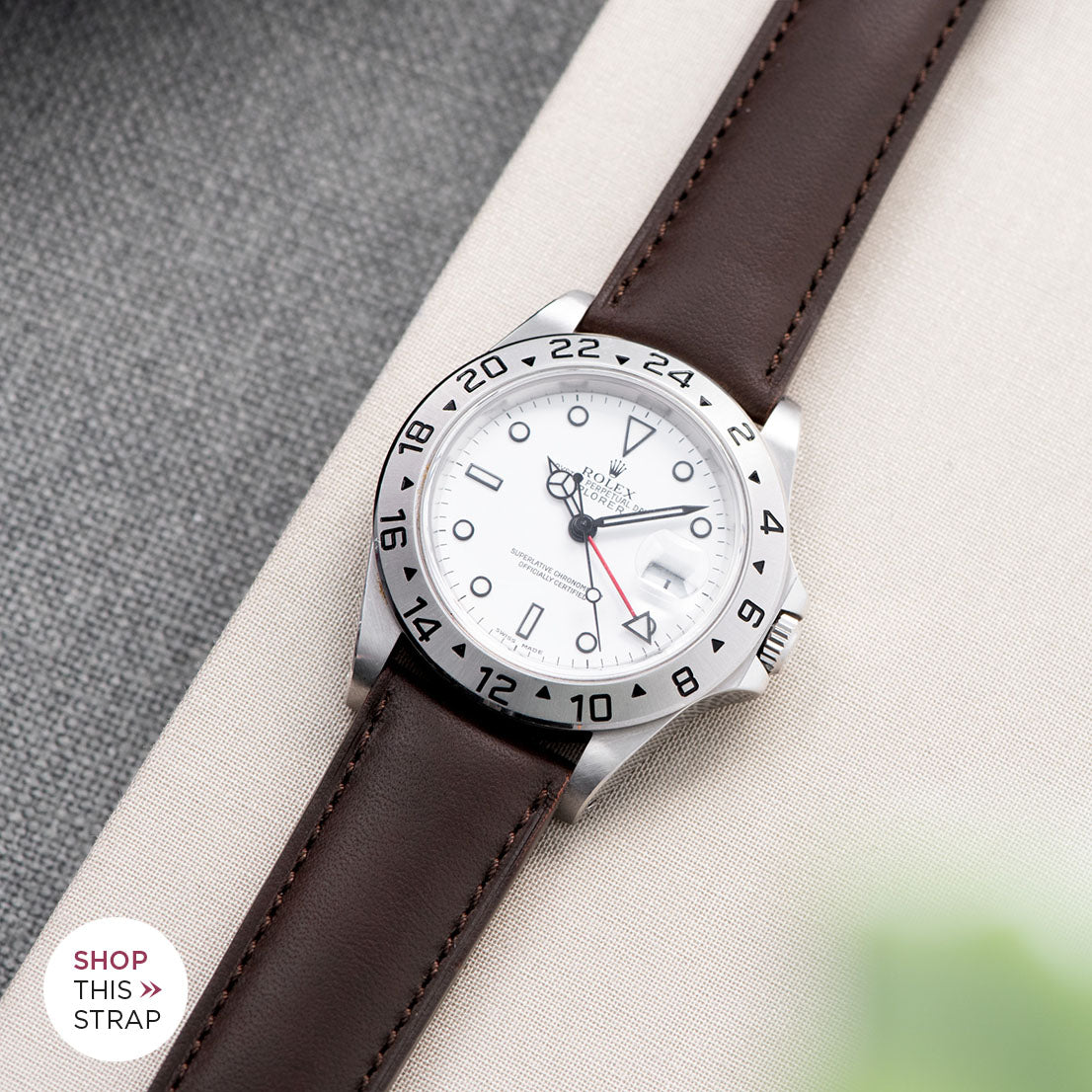 Bulang and Sons_Strap Guide_The Rolex Explorer 2 White Dail 16570_Antique Brown Leather Watch Strap