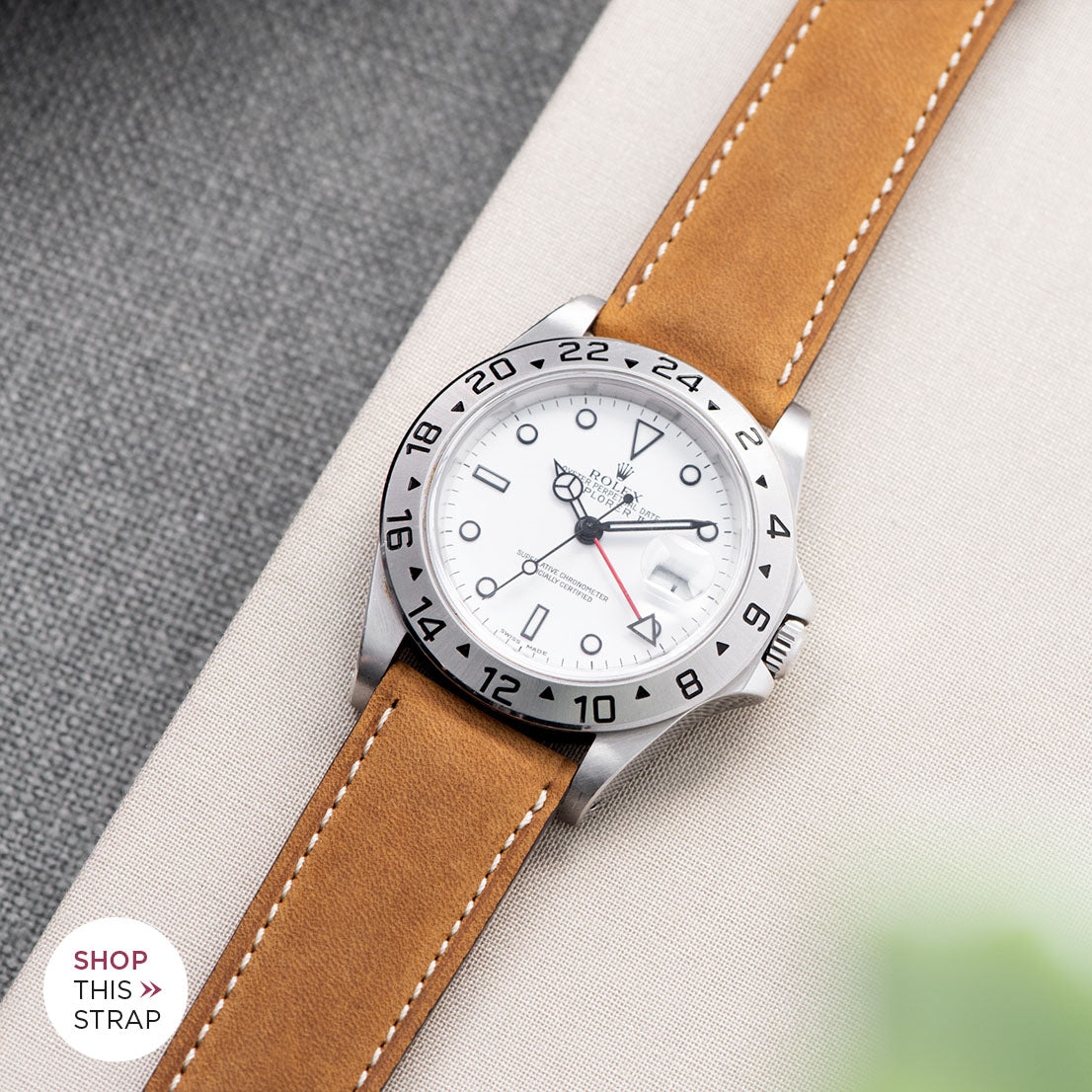 Bulang and Sons_Strap Guide_The Rolex Explorer 2 White Dail 16570_ Mountain Brown Leather Watch Strap