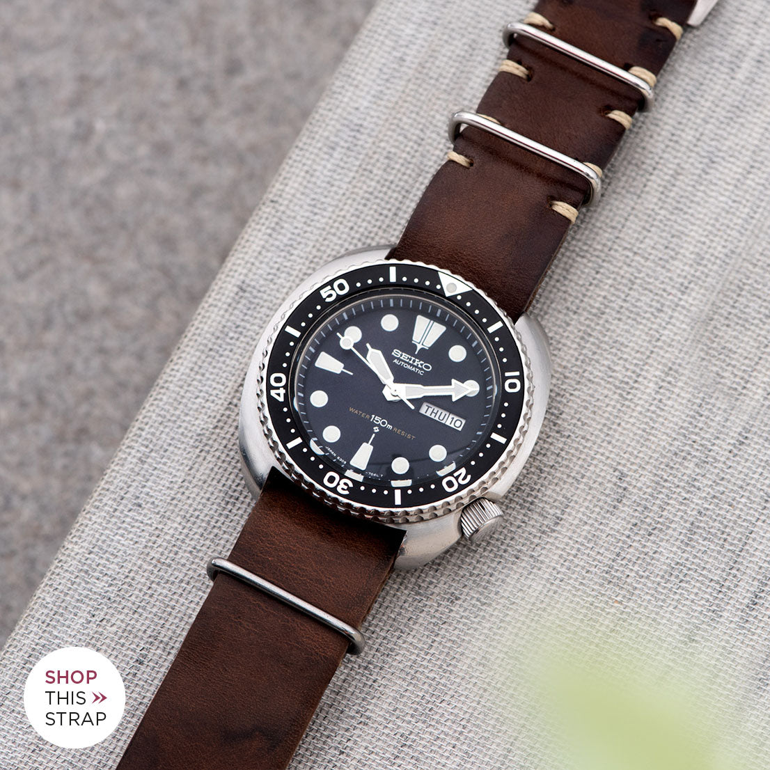 Bulang and Sons_Strap Guide_The Seiko 6306 6309 Turtle_Lumberjack Brown Nato Leather Watch Strap