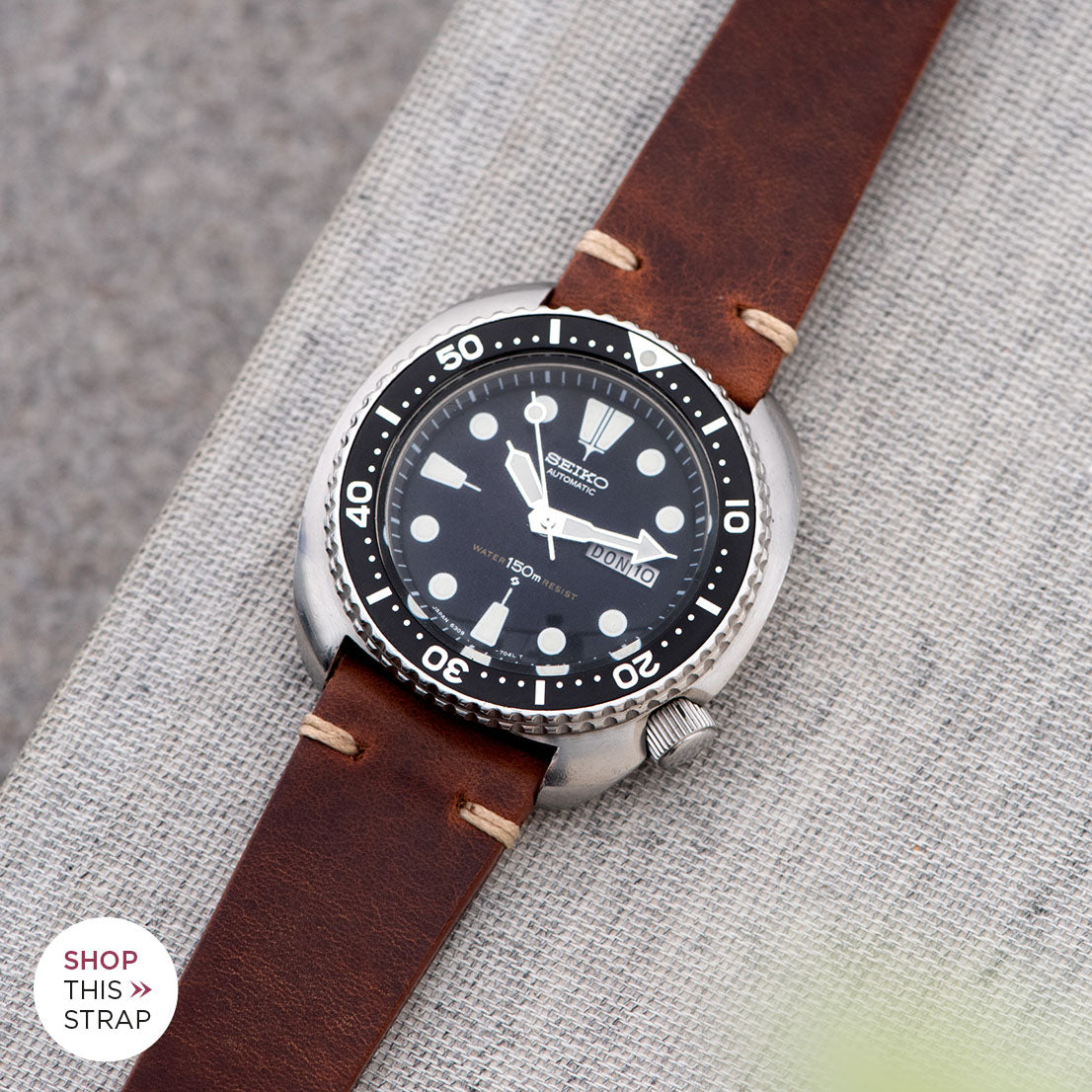 Bulang and Sons_Strap Guide_The Seiko 6306 6309 Turtle_Siena Brown Leather Watch Strap