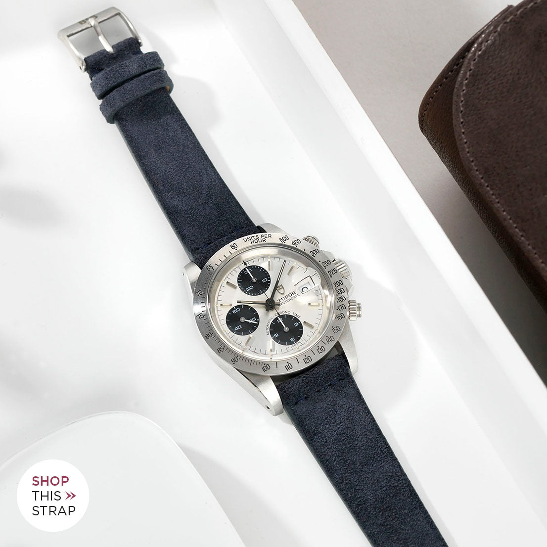 Bulang and Sons_Strap Guide_The Tudor Big Block Silver Dial_Dark Grey Silky Suede Leather Watch Strap