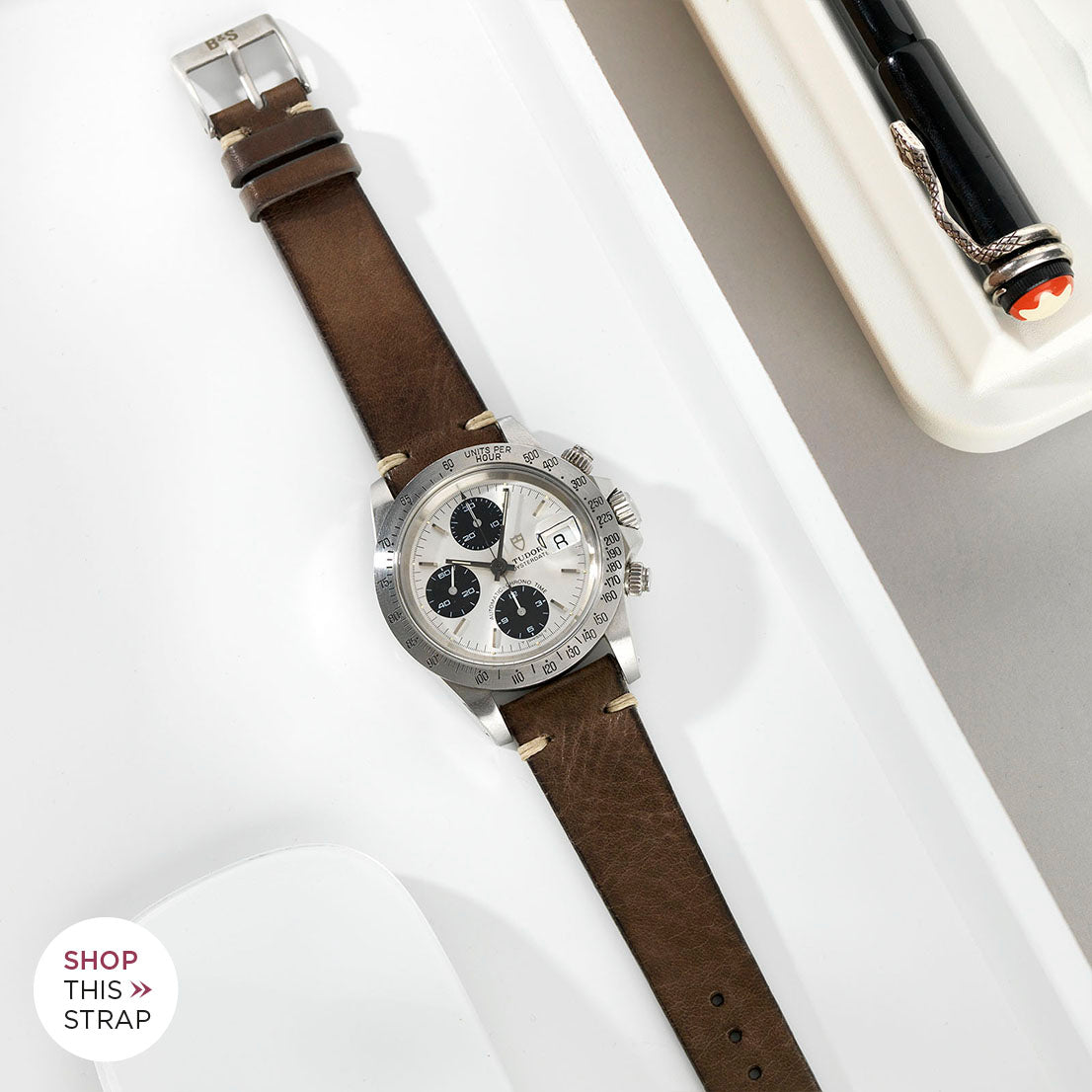 Bulang and Sons_Strap Guide_The Tudor Big Block Silver Dial_Smokeyjack Grey Leather Watch Strap