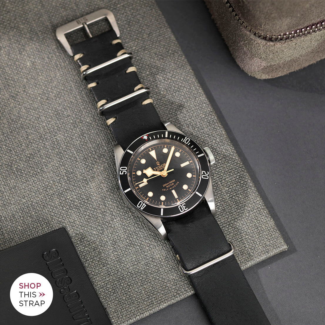 Bulang and Sons_Strap Guide_The Tudor Black Bay Black 79220N_Black Nato Leather Watch Strap