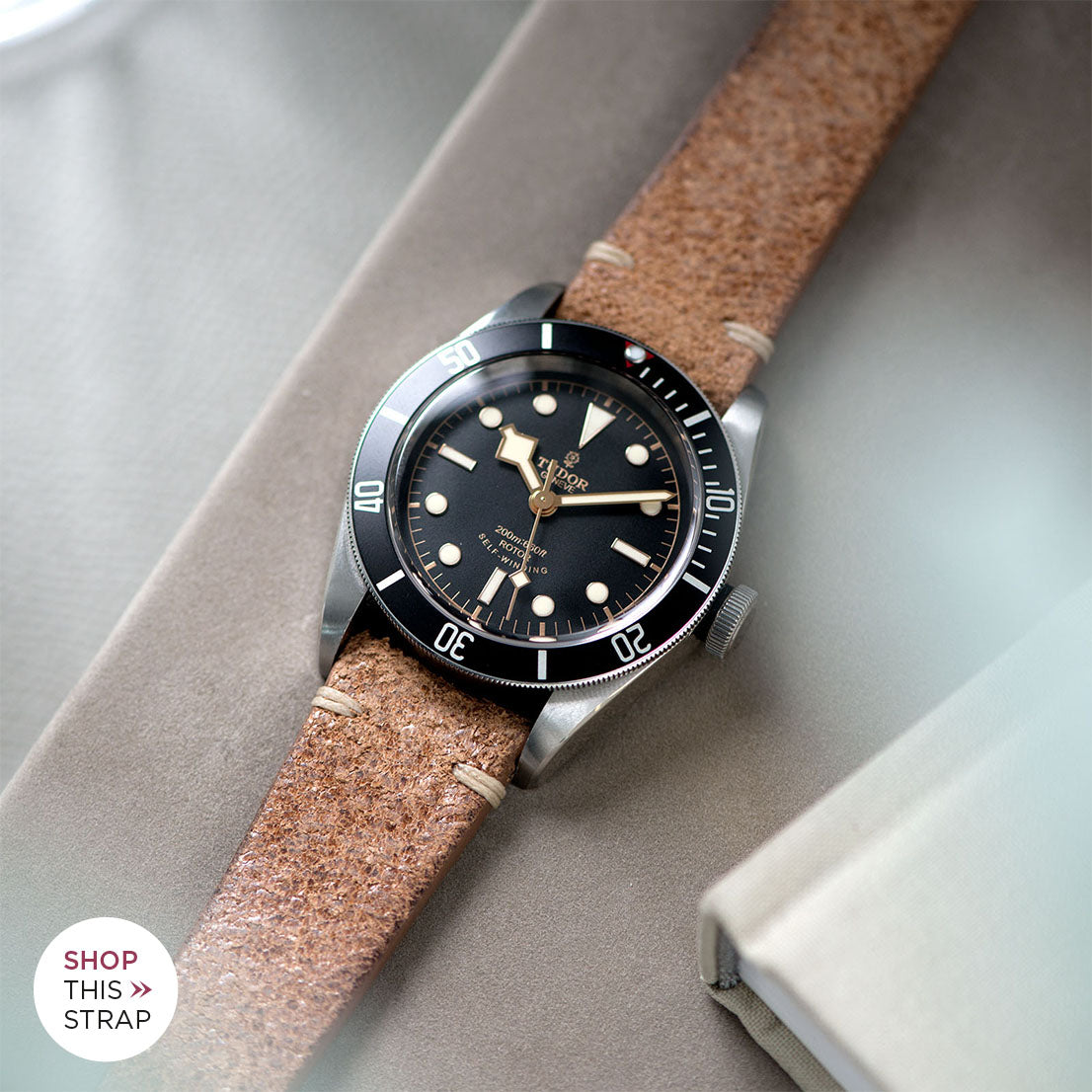 Bulang and Sons_Strap Guide_The Tudor Black Bay Black 79220N_Crackle Brown Leather Watch Strap