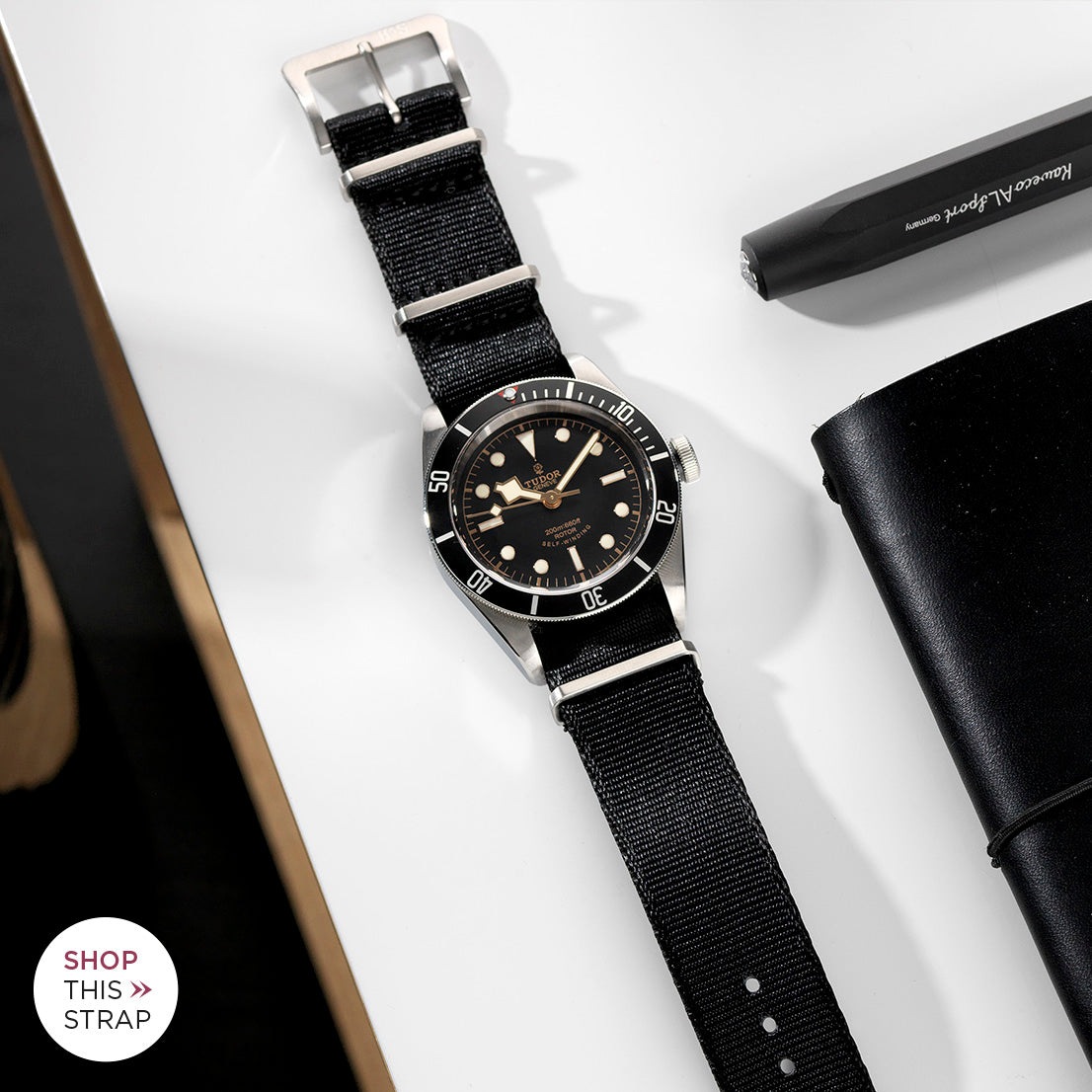 Bulang and Sons_Strap Guide_The Tudor Black Bay Black 79220N_Deluxe Nylon Nato Watch Strap Pure Black