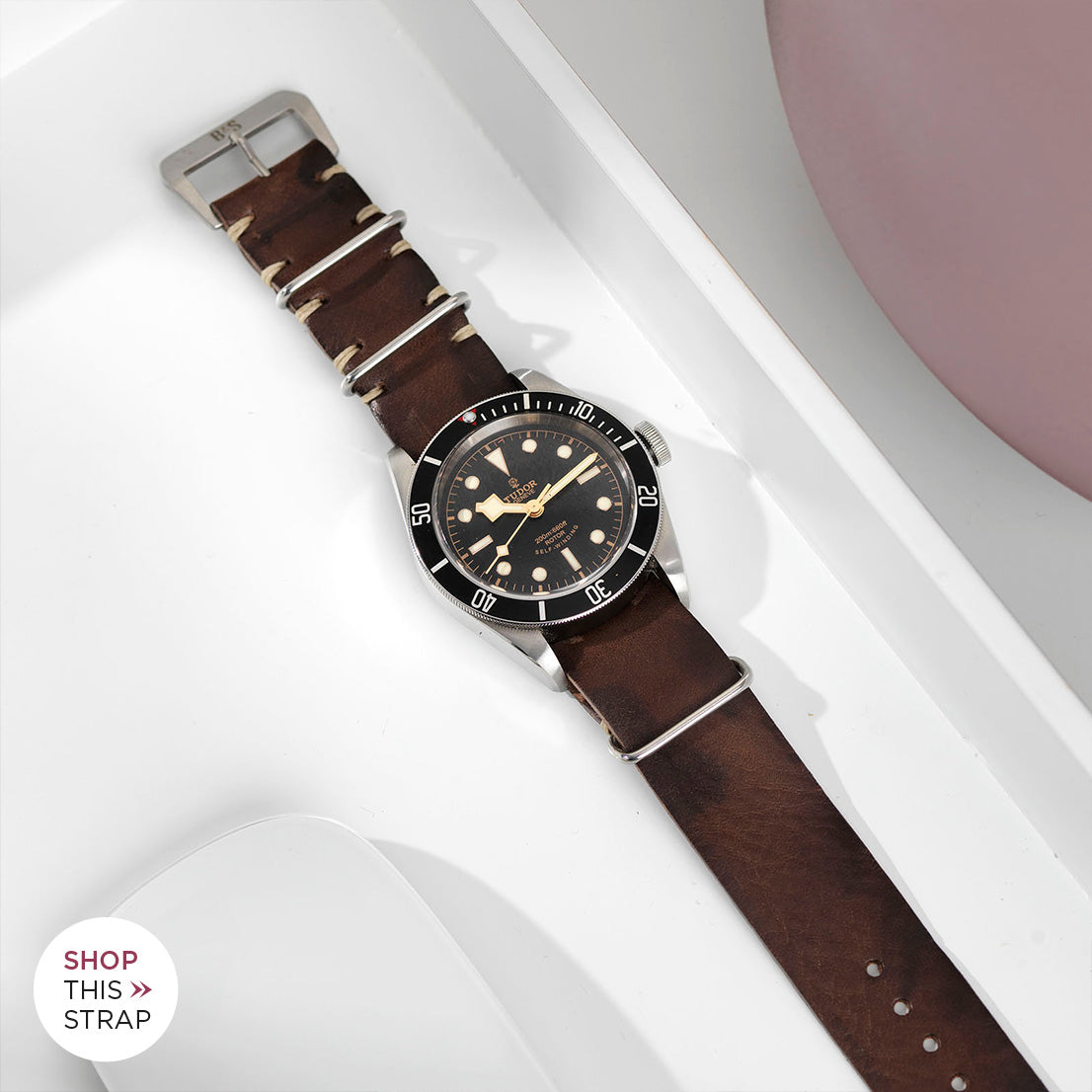 Bulang and Sons_Strap Guide_The Tudor Black Bay Black 79220N_Lumberjack Brown Nato Leather Watch Strap