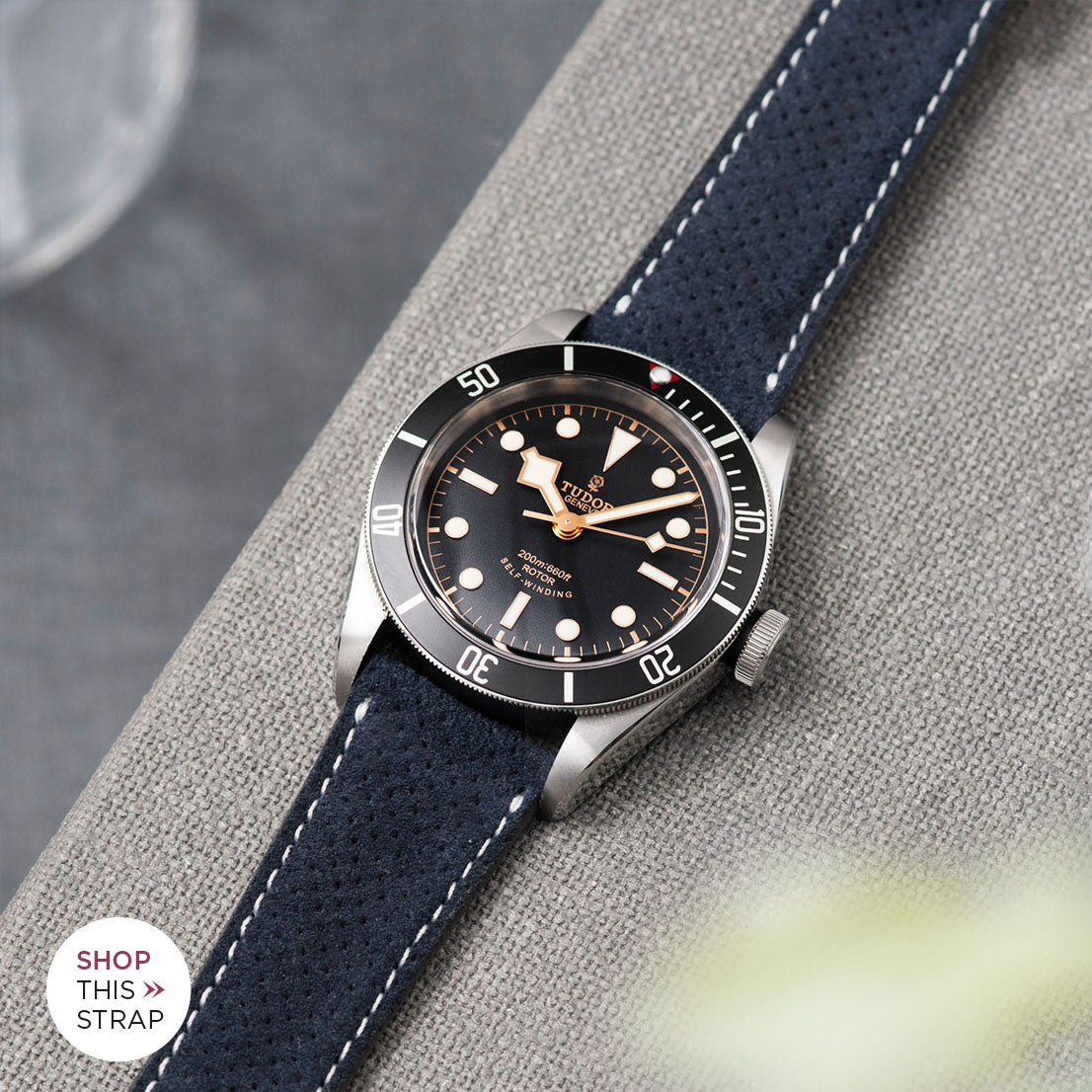 Bulang and Sons_Strap Guide_The Tudor Black Bay Black 79220N_Punched Blue Silky Suede Leather Watch Strap