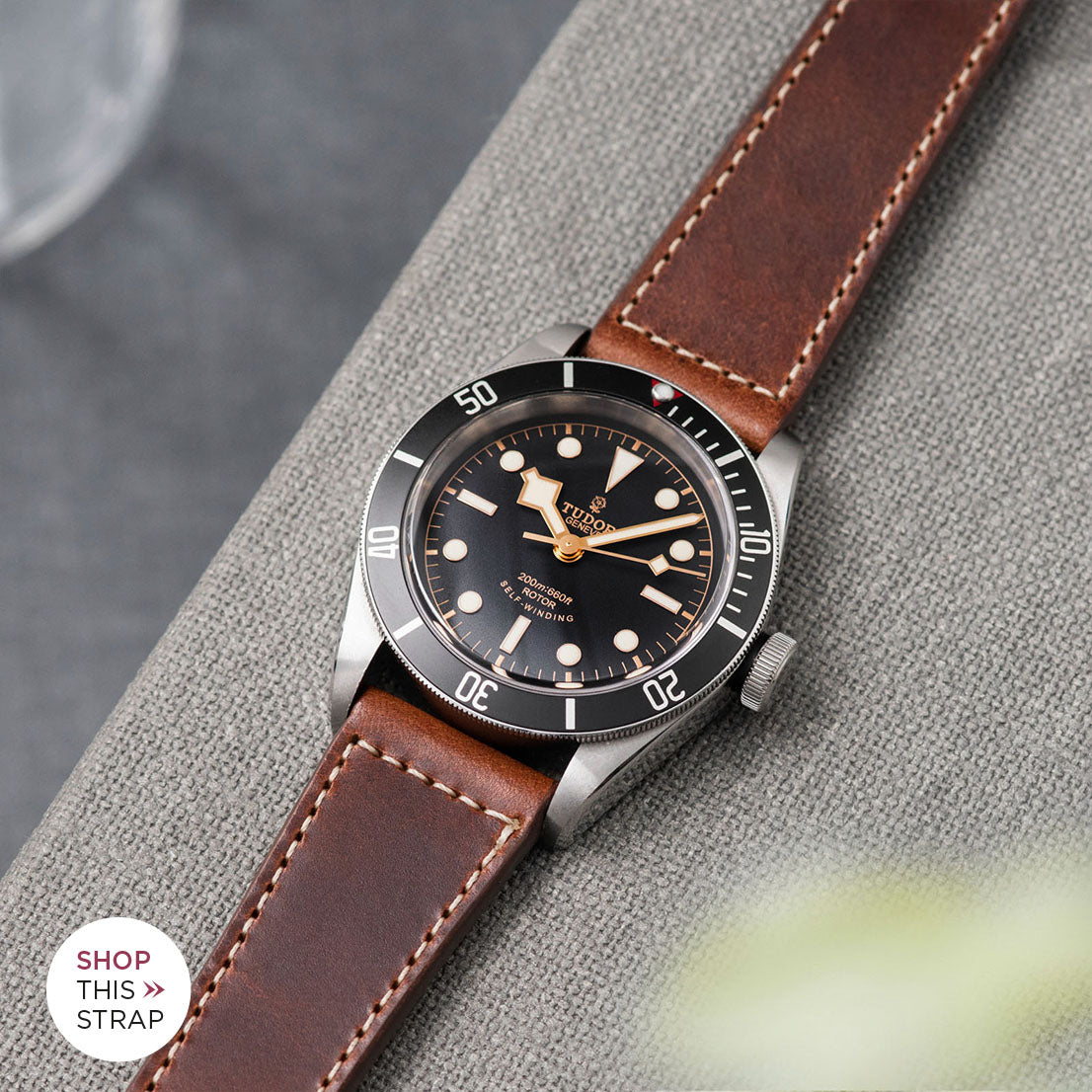 Bulang and Sons_Strap Guide_The Tudor Black Bay Black 79220N_Siena Brown Boxed Stitch Leather Watch Strap