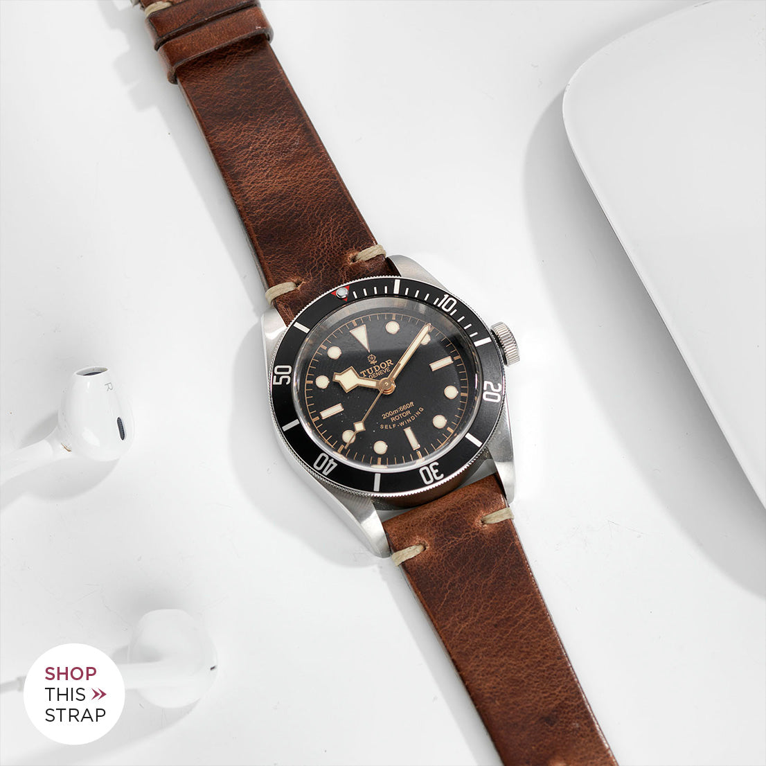 Bulang and Sons_Strap Guide_The Tudor Black Bay Black 79220N_Siena Brown Leather Watch Strap