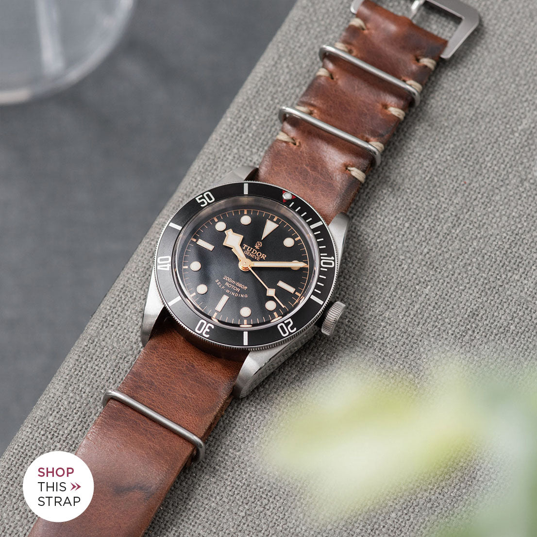 Bulang and Sons_Strap Guide_The Tudor Black Bay Black 79220N_Siena Brown Nato Leather Watch Strap
