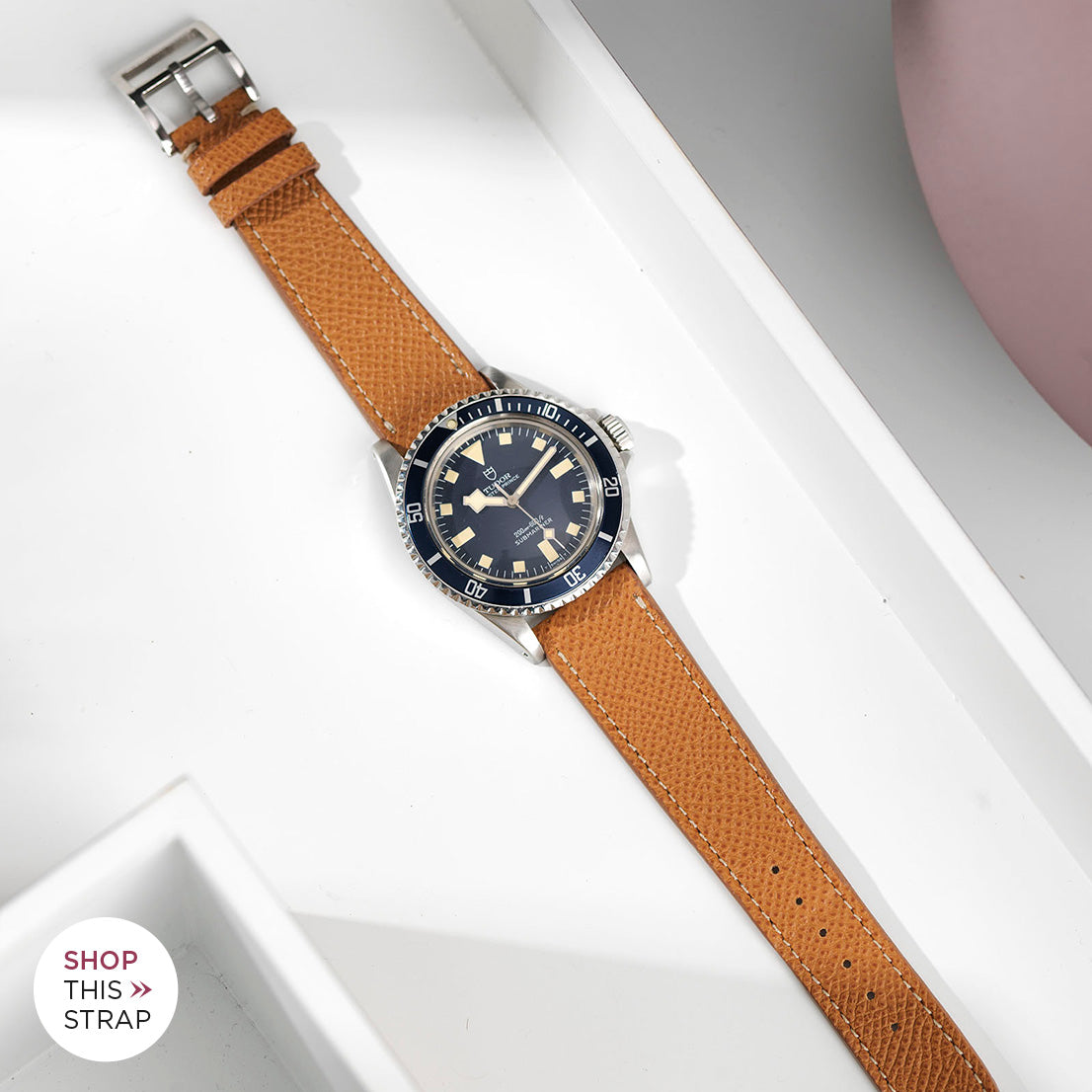 Bulang and Sons_Strap Guide_The Tudor Blue Snowflake_Cognac Brown Leather Watch Strap