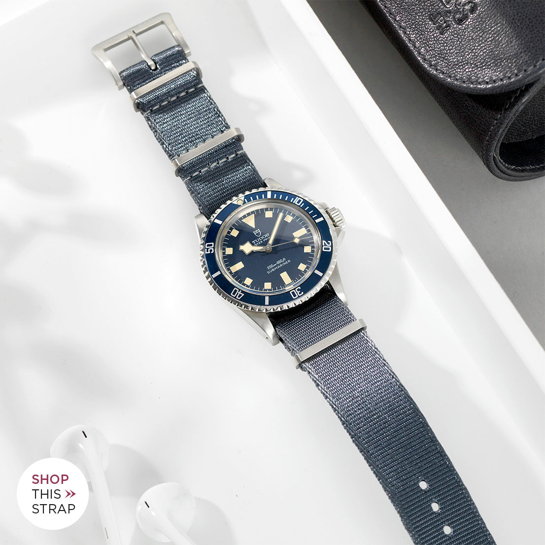 Bulang and Sons_Strap Guide_The Tudor Blue Snowflake_Deluxe Nylon Nato Watch Strap Pure Grey