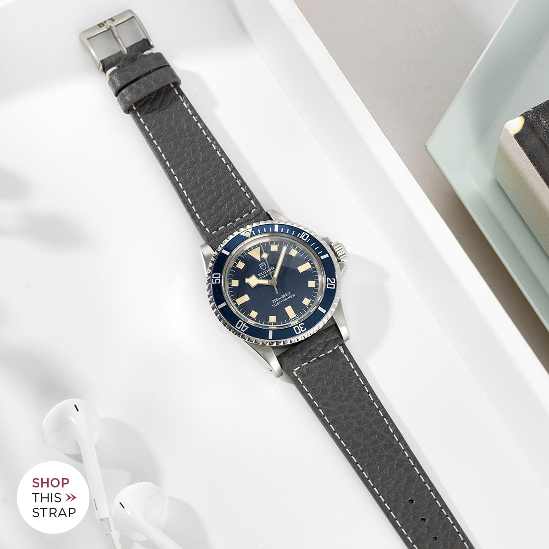 Bulang and Sons_Strap Guide_The Tudor Blue Snowflake_Elephant Grey Leather Watch Strap